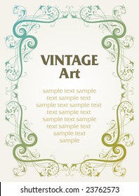 vector vintage template frame In flower style