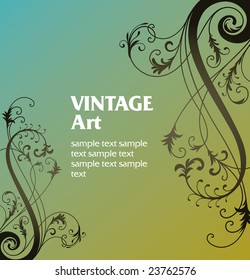 vector vintage template frame In flower style