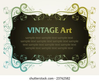 vector vintage template frame In flower style