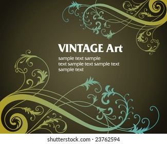 vector vintage template frame In flower style