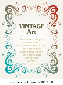 vector vintage template frame In flower style