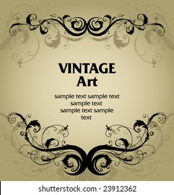 vector vintage template frame In flower style