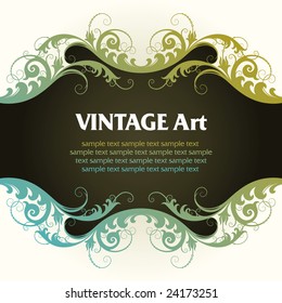 vector vintage template frame In flower style