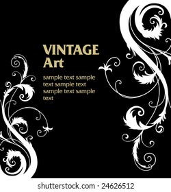 vector vintage template frame In flower style