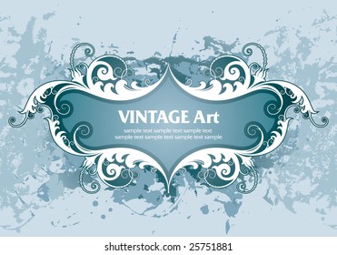 vector vintage template frame In flower style