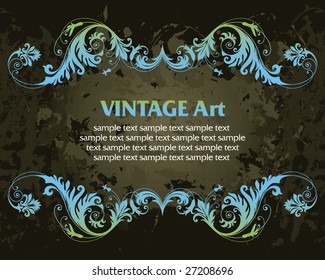 vector vintage template frame In flower style