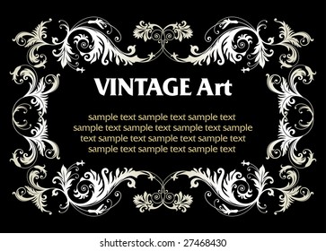 vector vintage template frame In flower style