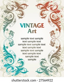vector vintage template frame In flower style