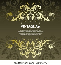 vector vintage template frame In flower style