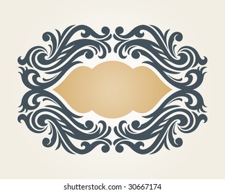 vector vintage template frame In flower style