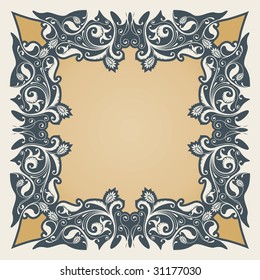 vector vintage template frame In flower style