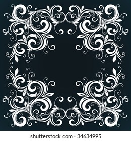 vector vintage template frame In flower style