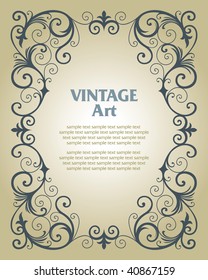vector vintage template frame In flower style