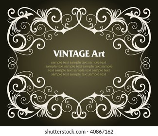 vector vintage template frame In flower style