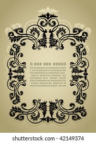 vector vintage template frame In flower style