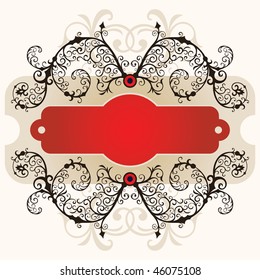 vector vintage template frame In flower style