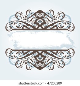 vector vintage template frame In flower style