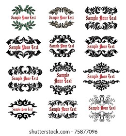 vector vintage template frame set In flower style