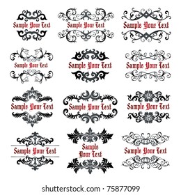 vector vintage template frame set In flower style