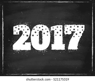 Vector vintage text 2017 on chalkboard for Christmas and new year