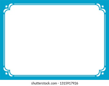 Vector vintage text box border frame blue sign