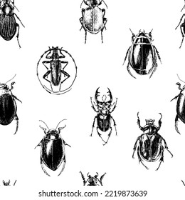 A vector vintage textile or packaging pattern, design. Black and white line art