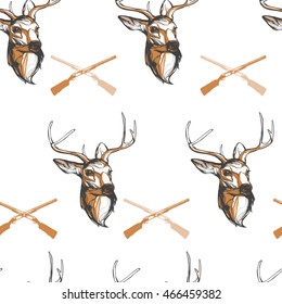 Vector vintage texture - Deer hunters 