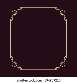Vector vintage thin gold frame for your design. Vintage cover. Place for text.