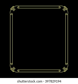 Vector vintage thin gold frame for your design. Vintage cover. Place for text.