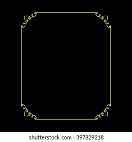 Vector vintage thin gold frame for your design. Vintage cover. Place for text.