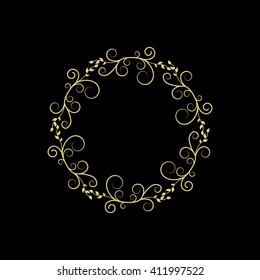 Vector vintage thin gold frame for your design. Vintage cover. Place for text.