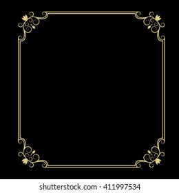 Vector vintage thin gold frame for your design. Vintage cover. Place for text.