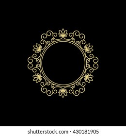 Vector vintage thin gold frame for your design. Vintage cover. Place for text.