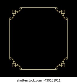 Vector vintage thin gold frame for your design. Vintage cover. Place for text.