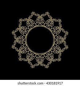 Vector vintage thin gold frame for your design. Vintage cover. Place for text.