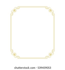 Vector vintage thin gold frame for your design. Vintage cover. Place for text.3