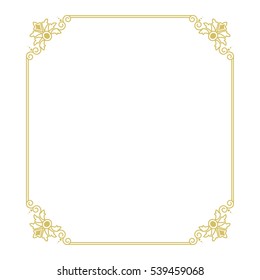 Vector Vintage Thin Gold Frame For Your Design. Vintage Cover. Place For Text.4