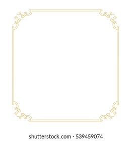 Vector Vintage Thin Gold Frame For Your Design. Vintage Cover. Place For Text.1