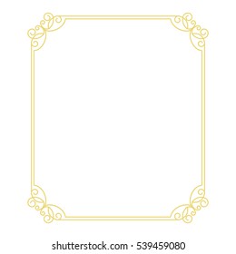 Vector Vintage Thin Gold Frame For Your Design. Vintage Cover. Place For Text.2