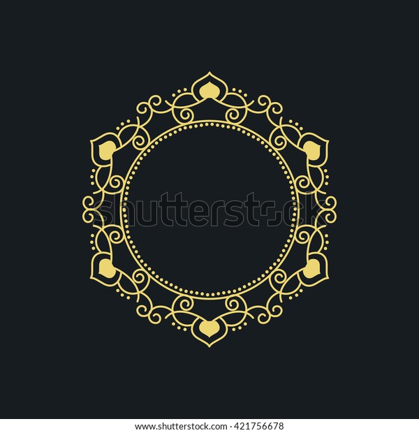 Vector vintage thin gold frame for your design.\
Vintage cover. Place for\
text.