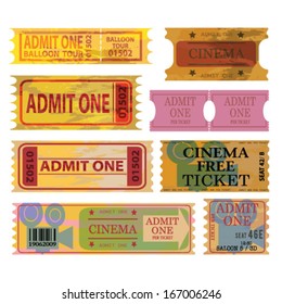 VECTOR VINTAGE TICKET SET. 