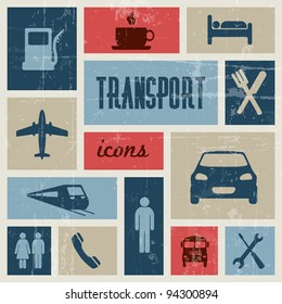 Vector vintage transport (traffic) poster - blue and red