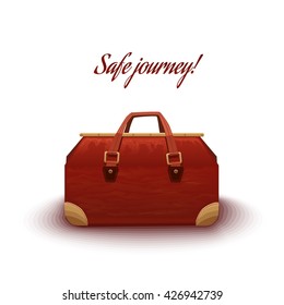 Vector vintage travel bag isolated on white