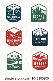 Vector vintage travel patch set. 