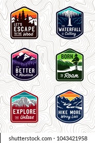 Vector vintage travel patch set.