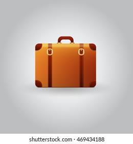 Vector Vintage Travel Suitcase Isolated On Gray Background.