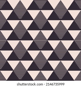 Vector vintage triangle geometric shape seamless pattern background. Use for fabric, textile, interior decoration elements, wrapping.