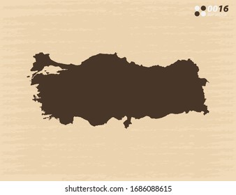 Vector vintage of Turkey map on old paper background.