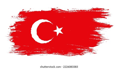 Vector vintage Turkish flag. Drawing flag of Turkey in grunge style.