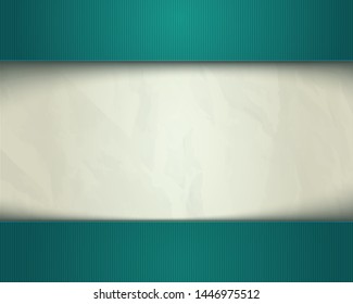 Vector vintage turquoise background with torn old paper. White and torn old paper vector template.
